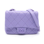 Chanel Shoulder Bag Mini Quilted Purple Caviar Leather Chain