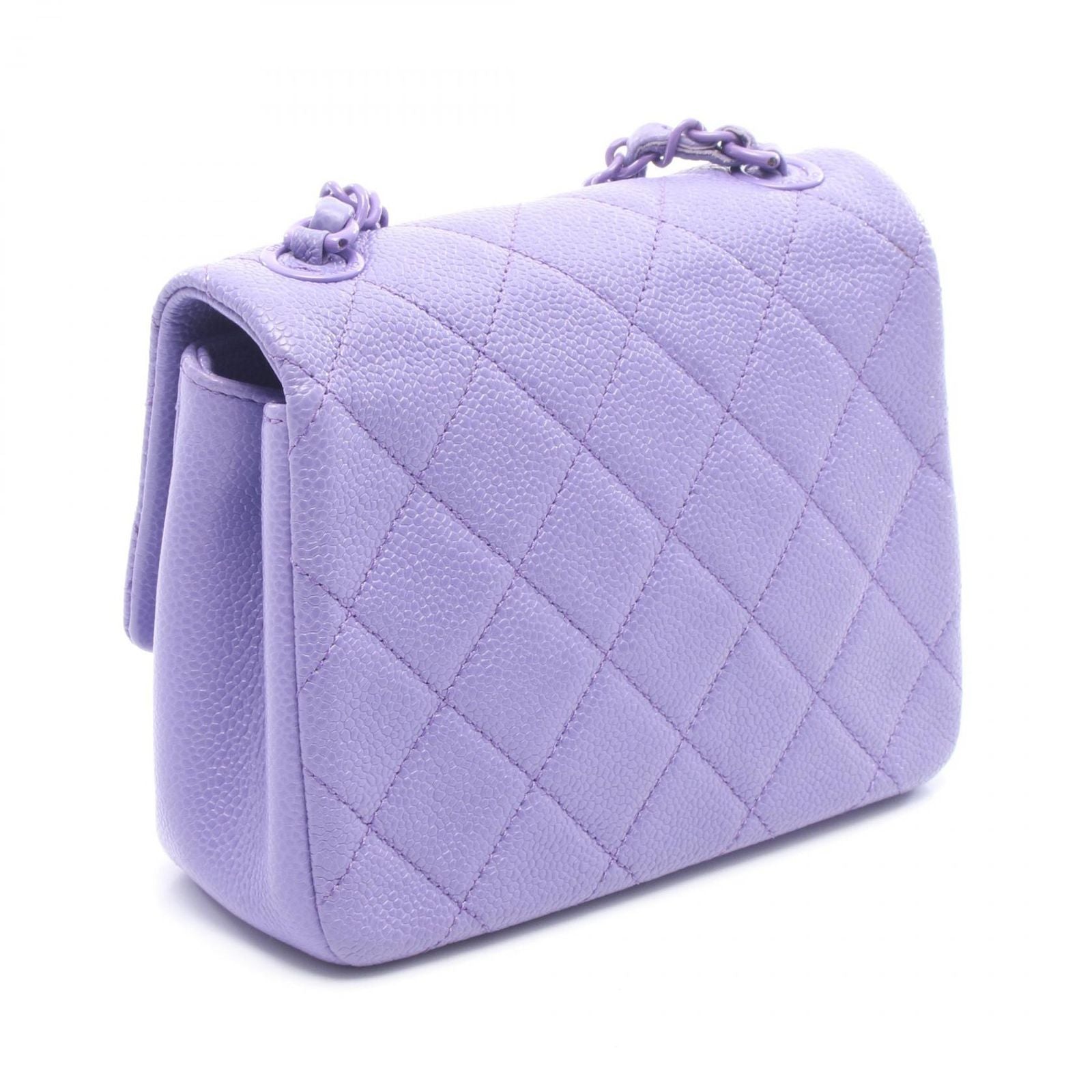 Chanel Shoulder Bag Mini Quilted Purple Caviar Leather Chain — view 2