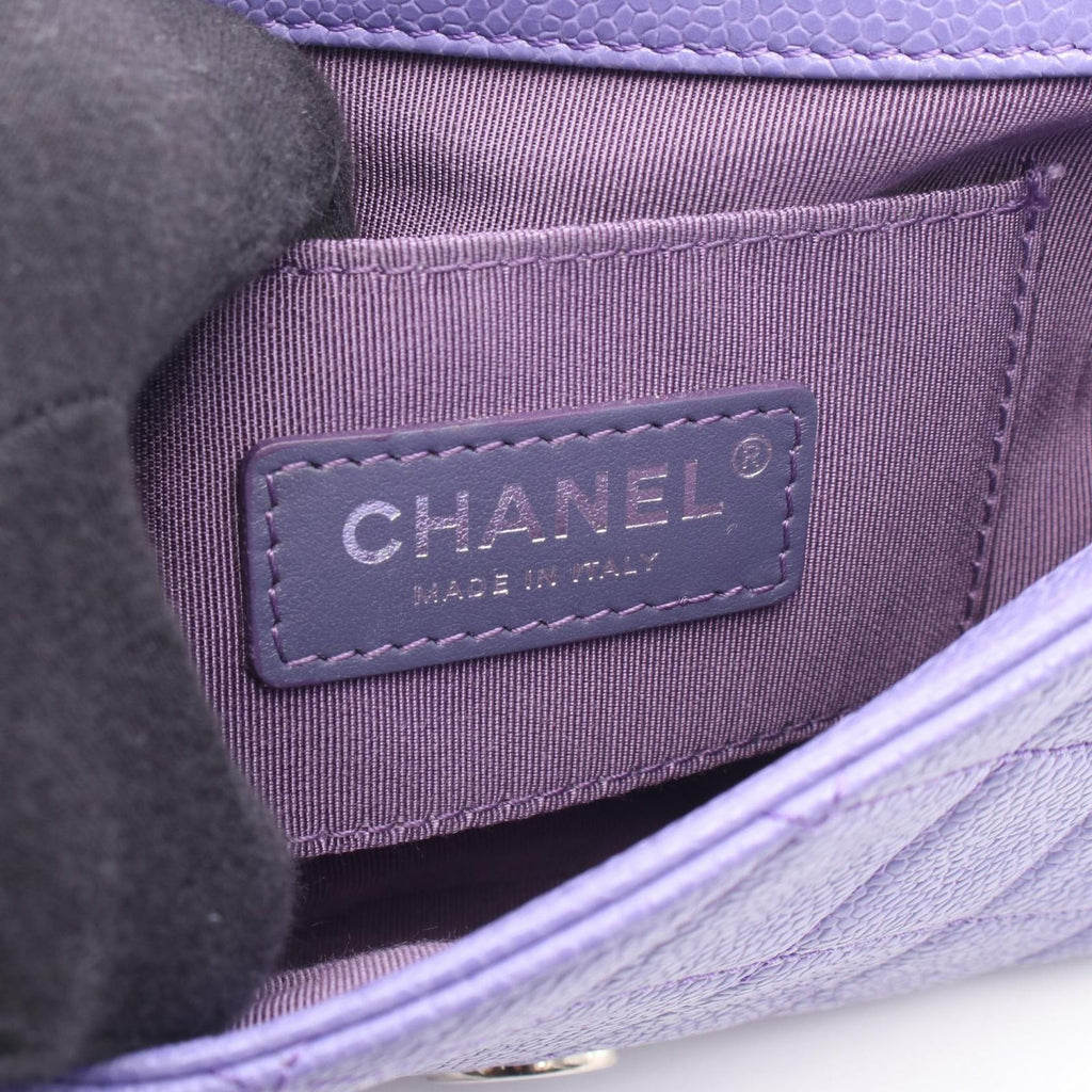 Chanel Shoulder Bag Mini Quilted Purple Caviar Leather Chain — view 4