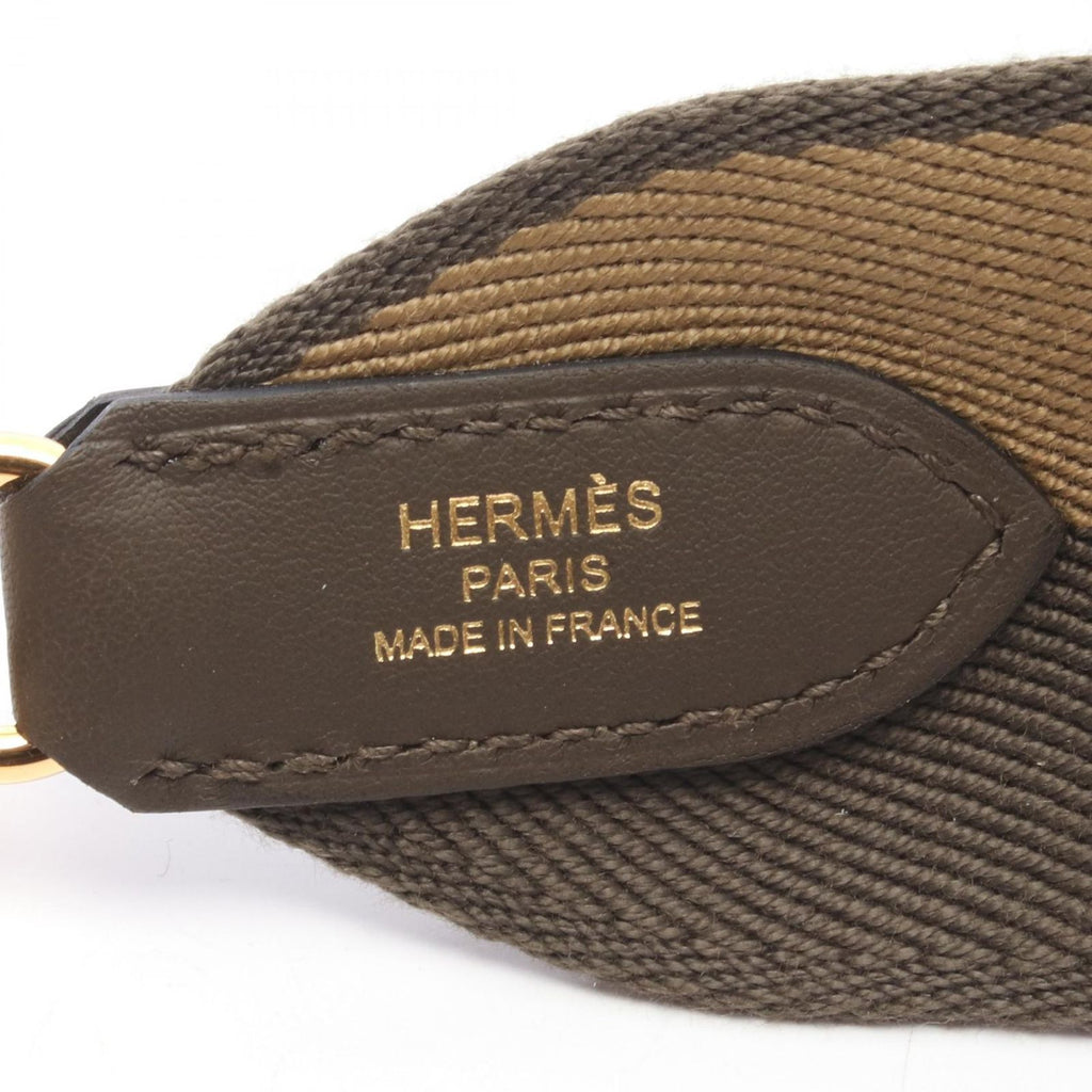Hermes Shoulder Strap Bandouliere Sangle Cazac Vert Loden Dune Canvas — view 4