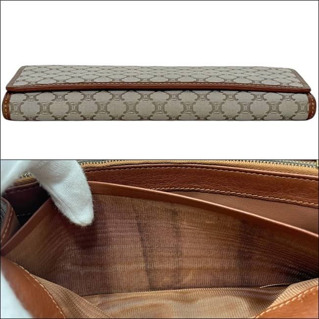 Celine Bifold Wallet Beige Brown Macadam Nylon Leather YS OO 16 — view 7