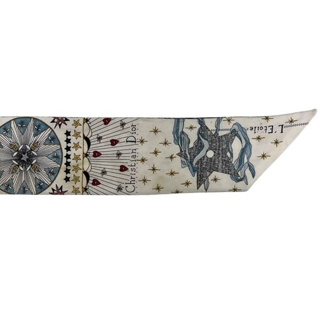 Dior Ribbon Scarf Mitzah L'etoile White Multicolor Already Cleaned Star Pattern — view 6