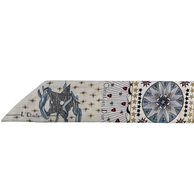 Dior Ribbon Scarf Mitzah L'etoile White Multicolor Already Cleaned Star Pattern — view 7
