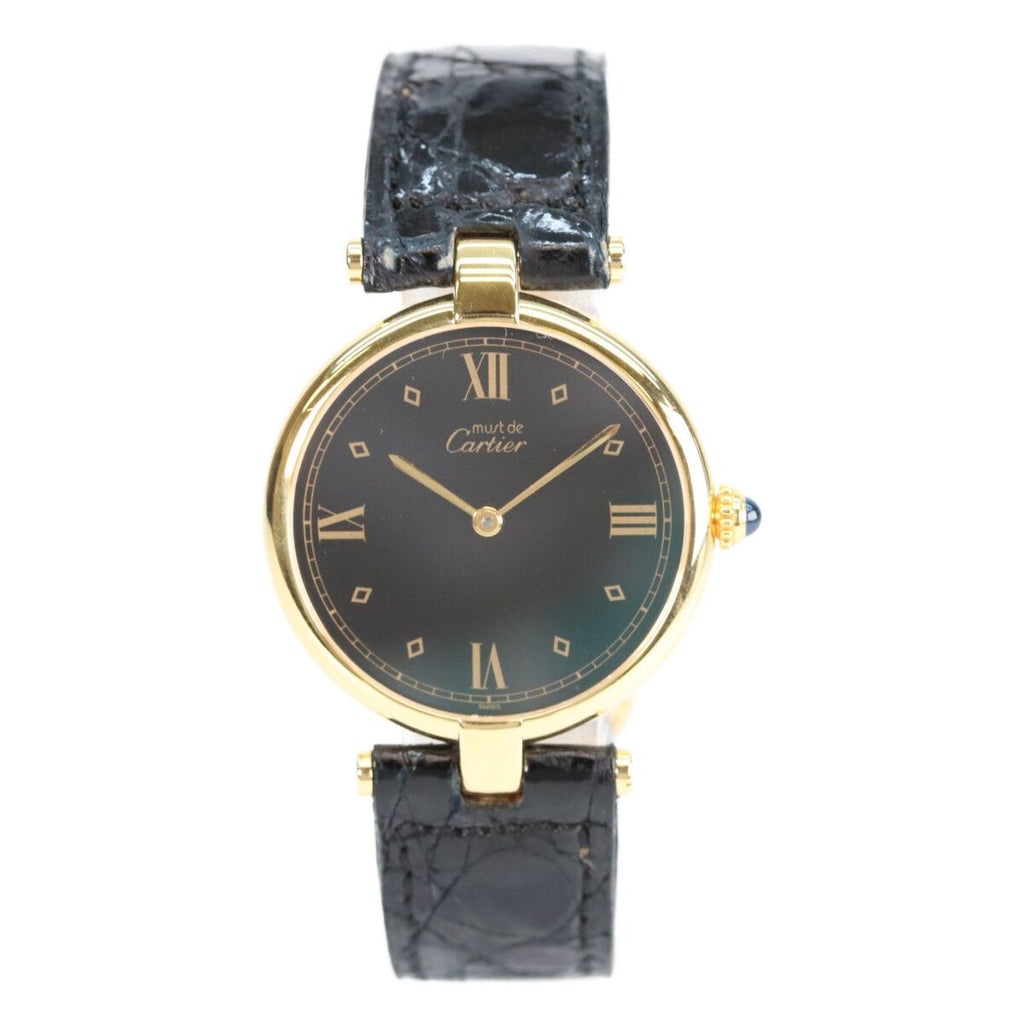 Cartier 925 Must Vand vermeil LM Black Dial Quartz