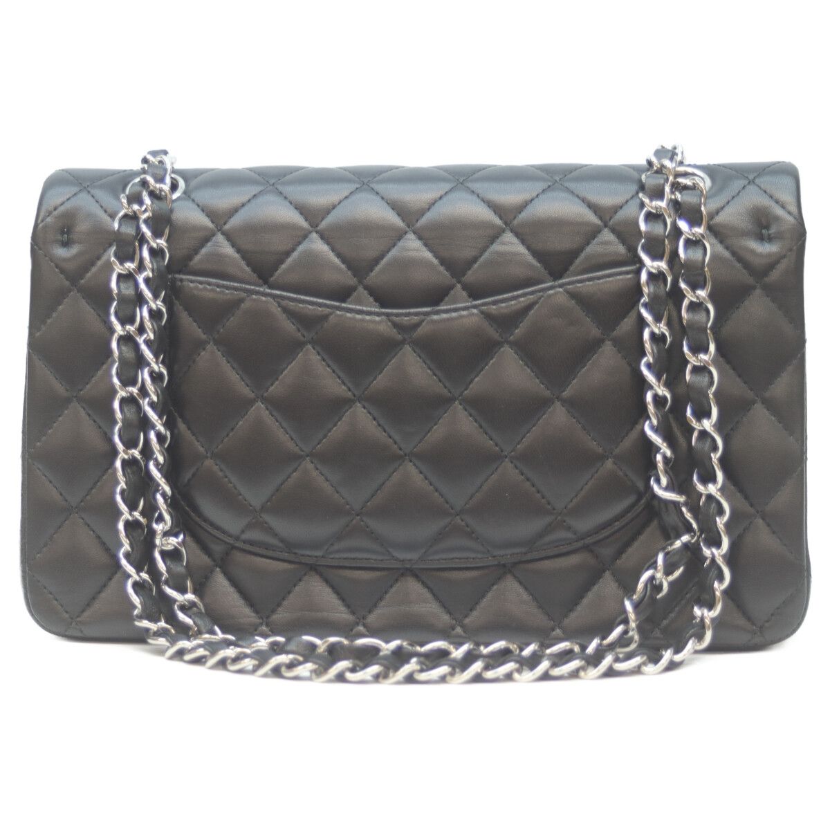 Chanel 21 Black Rum Silver Double Flap Quilted 25 — view 3