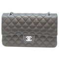 Chanel 21 Black Rum Silver Double Flap Quilted 25