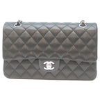 Chanel 21 Black Rum Silver Double Flap Quilted 25
