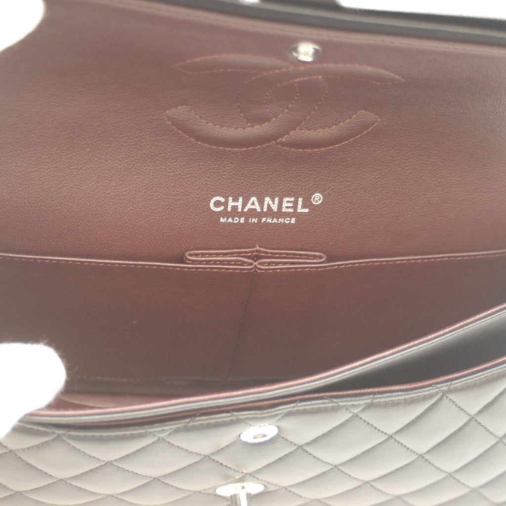 Chanel 21 Black Rum Silver Double Flap Quilted 25 — view 9