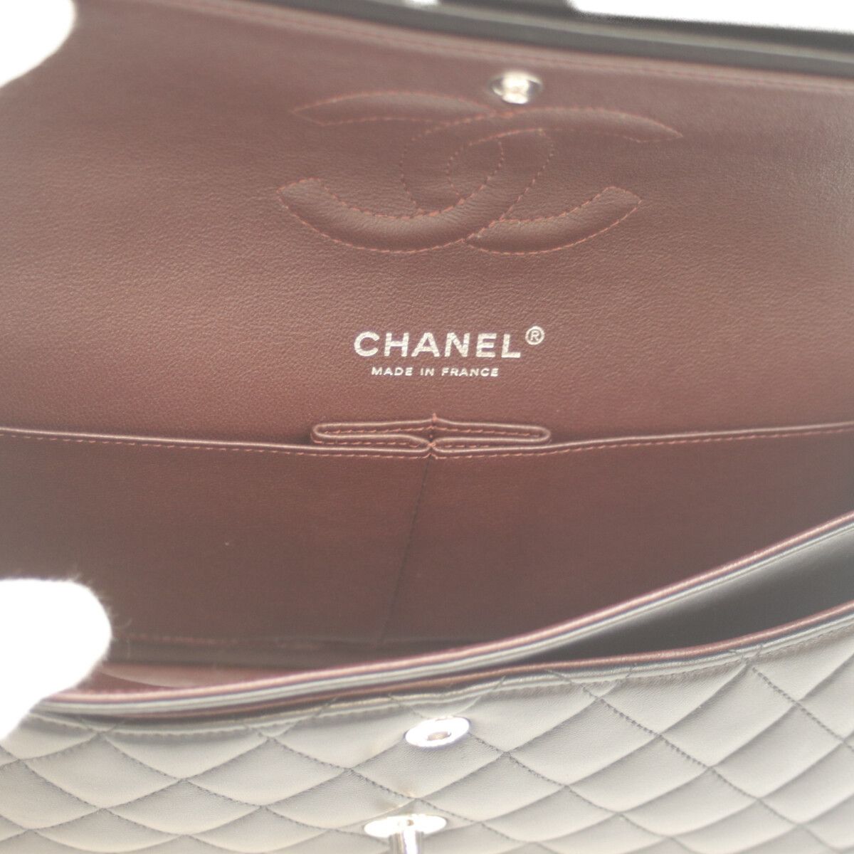 Chanel 21 Black Rum Silver Double Flap Quilted 25 — view 9