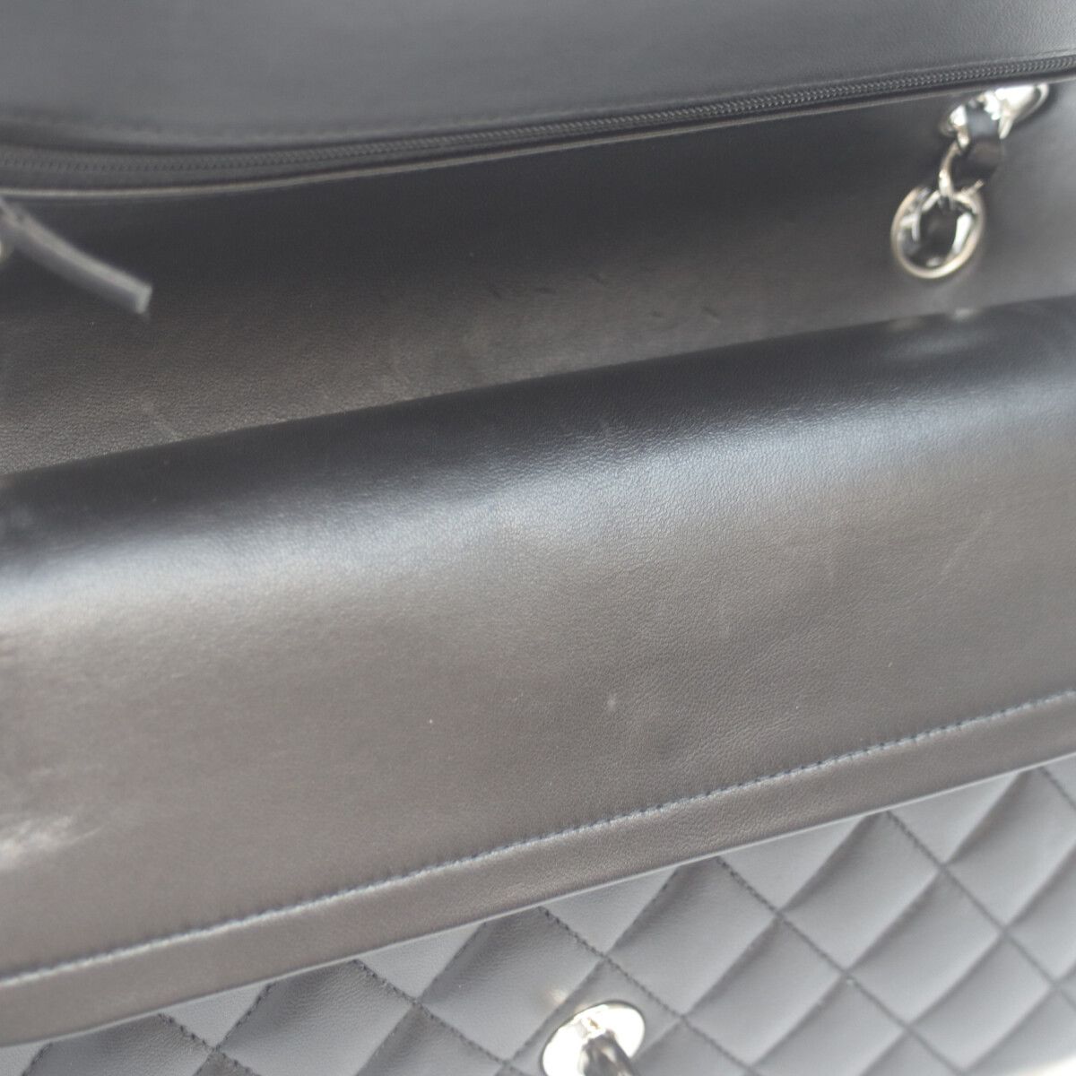 Chanel 21 Black Rum Silver Double Flap Quilted 25 — view 8