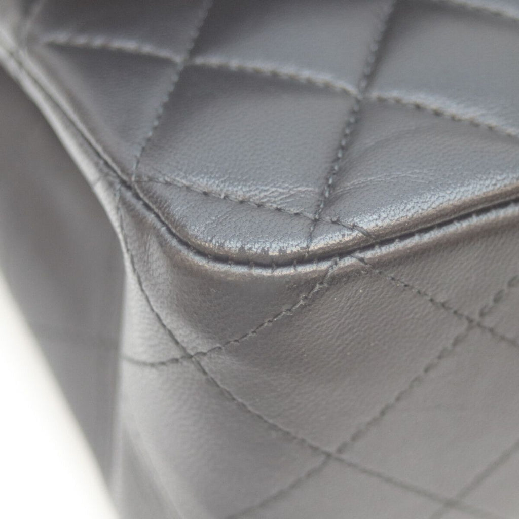 Chanel 21 Black Rum Silver Double Flap Quilted 25 — view 6