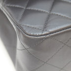Chanel 21 Black Rum Silver Double Flap Quilted 25 — view 6