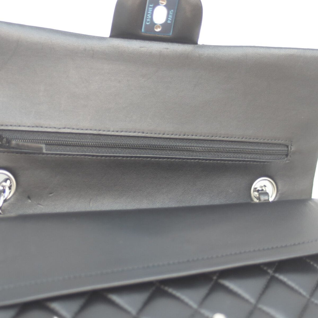 Chanel 21 Black Rum Silver Double Flap Quilted 25 — view 7