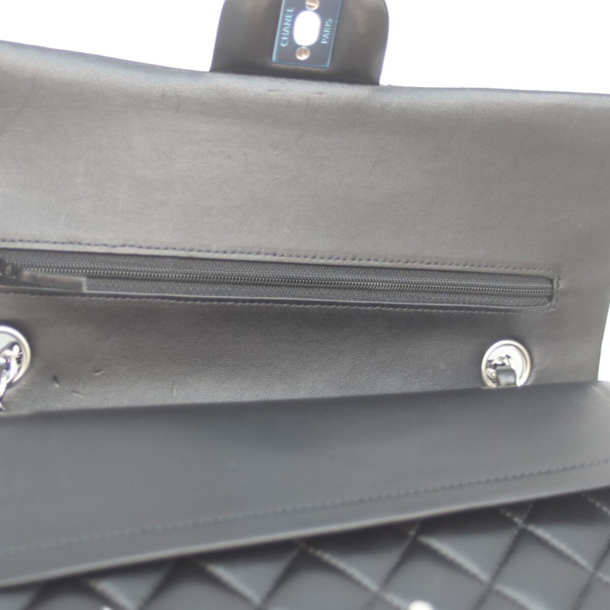 Chanel 21 Black Rum Silver Double Flap Quilted 25 — view 7