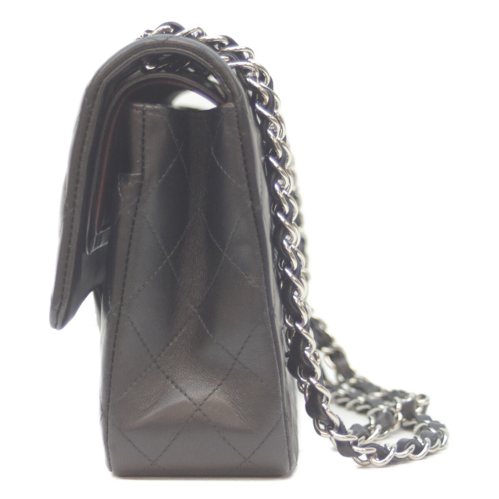 Chanel 21 Black Rum Silver Double Flap Quilted 25 — view 2