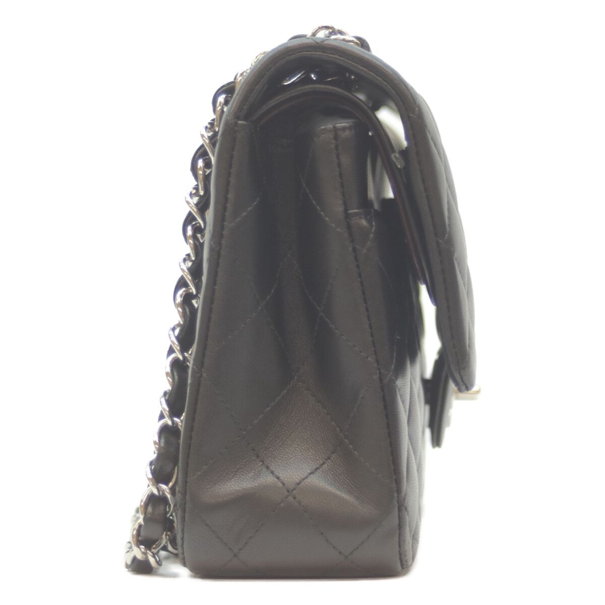 Chanel 21 Black Rum Silver Double Flap Quilted 25 — view 4