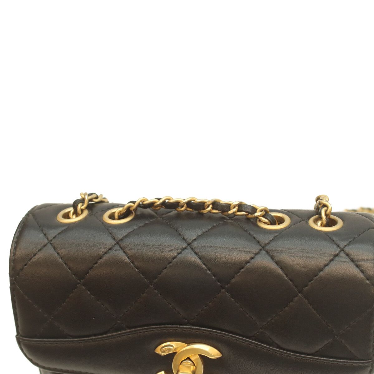 Chanel 24 Black Rum Gold Herevintage Flap Mini Quilted 18 — view 6