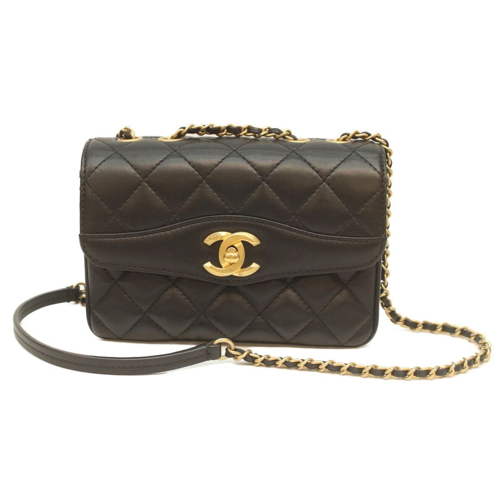 Chanel 24 Black Rum Gold Herevintage Flap Mini Quilted 18