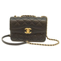 Chanel 24 Black Rum Gold Herevintage Flap Mini Quilted 18