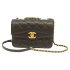 Chanel 24 Black Rum Gold Herevintage Flap Mini Quilted 18