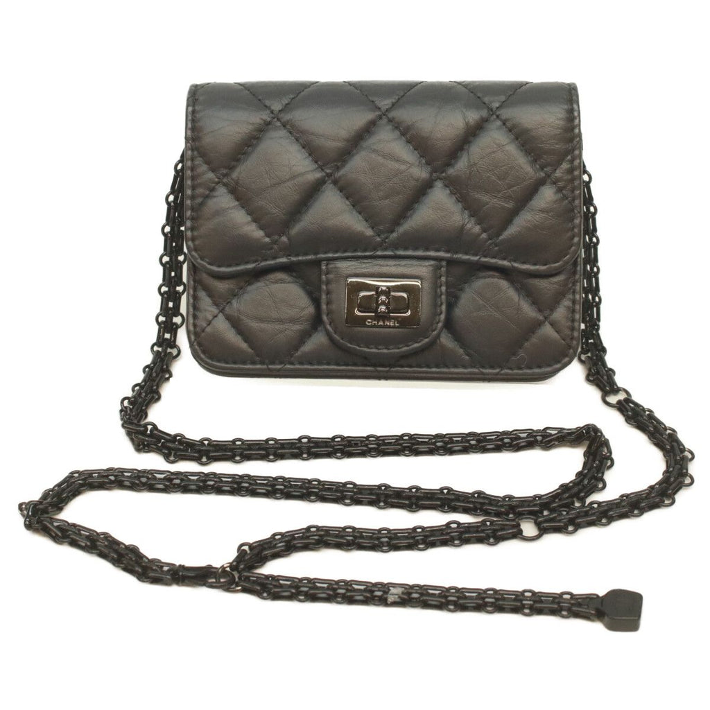 Chanel 2.55 black Vintage Card Case Chain Minishoulder