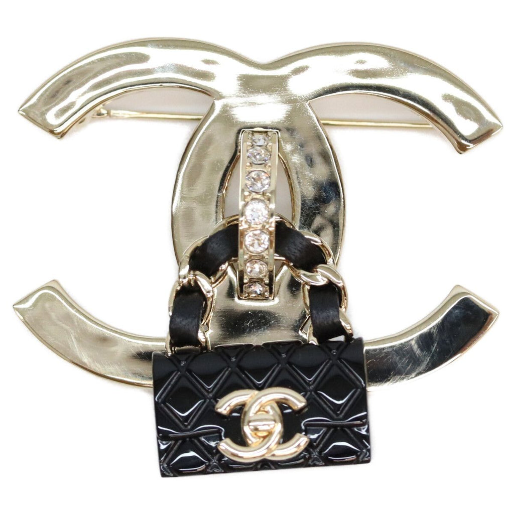 Chanel 23c Gold Black CC Logo Quilted Bag
