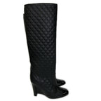 Chanel CC Logo Patent Toe Quilted Long Boots 36 1 2C — view 4