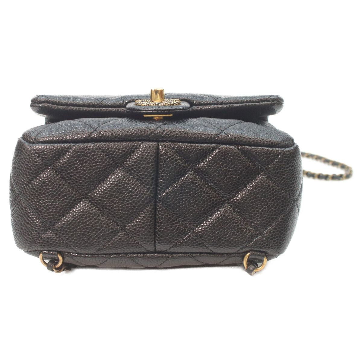 Chanel Black Caviar Gold Quilted Chain Backpack — view 5