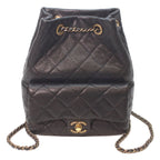 Chanel Black Caviar Gold Quilted Chain Backpack