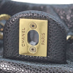 Chanel Black Caviar Gold Quilted Chain Backpack — view 9