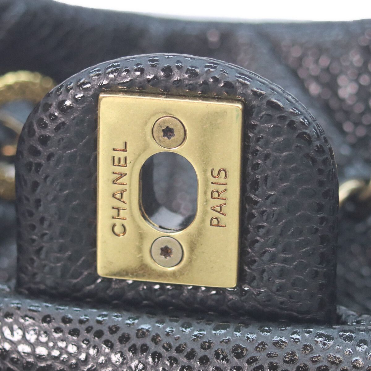 Chanel Black Caviar Gold Quilted Chain Backpack — view 9