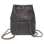Chanel Black Caviar Gold Quilted Chain Backpack — view 3