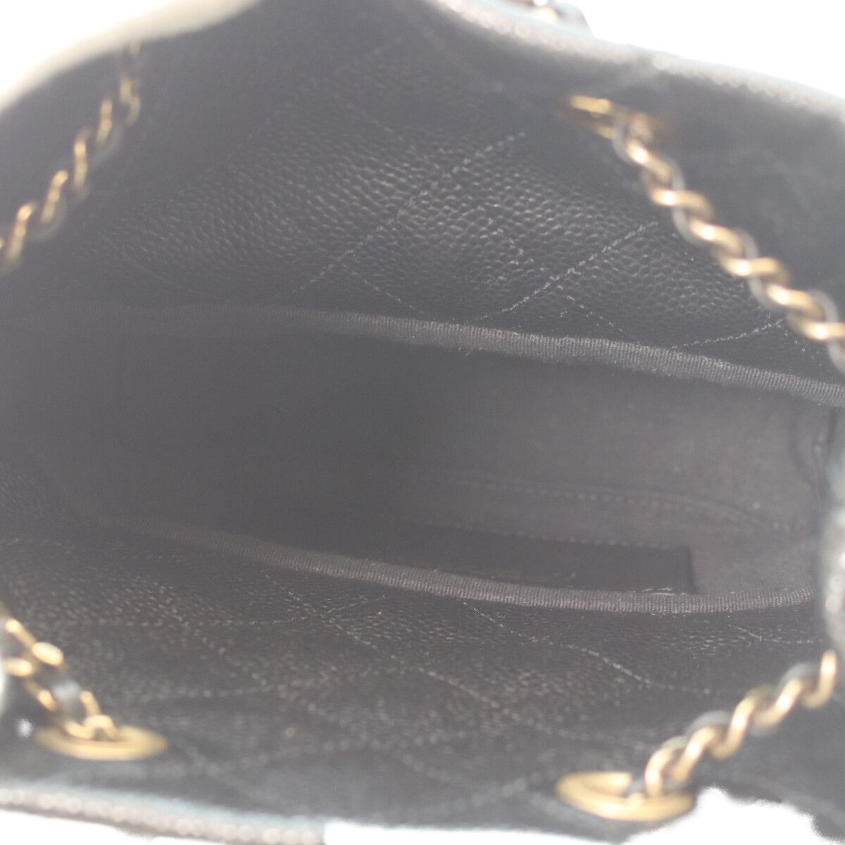 Chanel Black Caviar Gold Quilted Chain Backpack — view 7