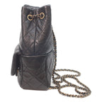 Chanel Black Caviar Gold Quilted Chain Backpack — view 2