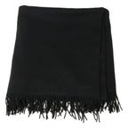 Hermes Cashmere 100 Logo Embroidery Fringe Large Scarf