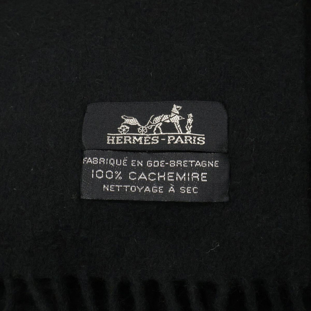 Hermes Cashmere 100 Logo Embroidery Fringe Large Scarf — view 4