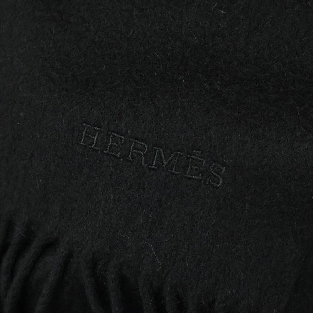 Hermes Cashmere 100 Logo Embroidery Fringe Large Scarf — view 5
