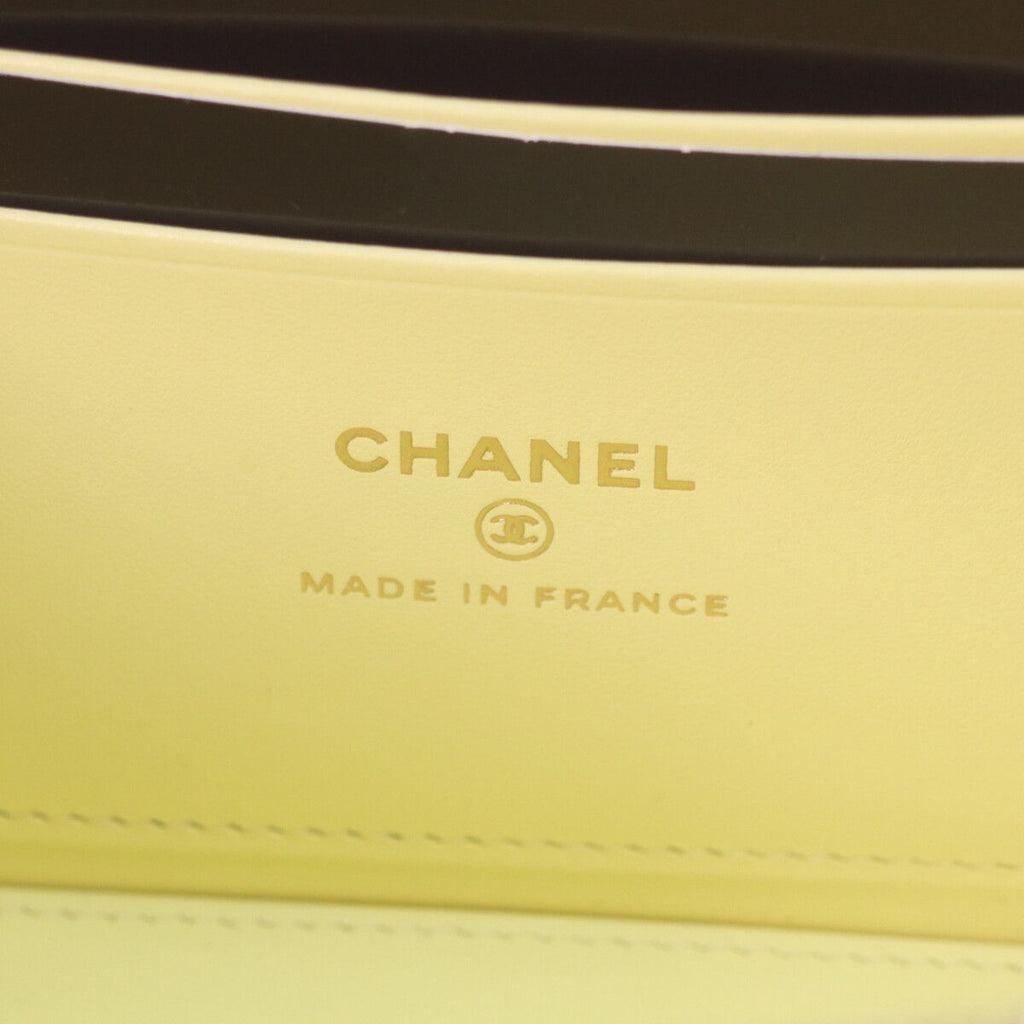 Chanel Yellow Caviar Gold Quilted Vanity Heart Rhinestone CC Logo — view 9