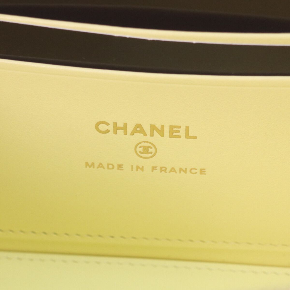 Chanel Yellow Caviar Gold Quilted Vanity Heart Rhinestone CC Logo — view 9