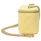 Chanel Yellow Caviar Gold Quilted Vanity Heart Rhinestone CC Logo — view 2