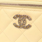 Chanel Yellow Caviar Gold Quilted Vanity Heart Rhinestone CC Logo — view 6