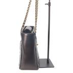 Chanel Black Shiny Lambskin Gold Small Shopping Tote — view 4