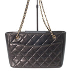 Chanel Black Shiny Lambskin Gold Small Shopping Tote — view 3