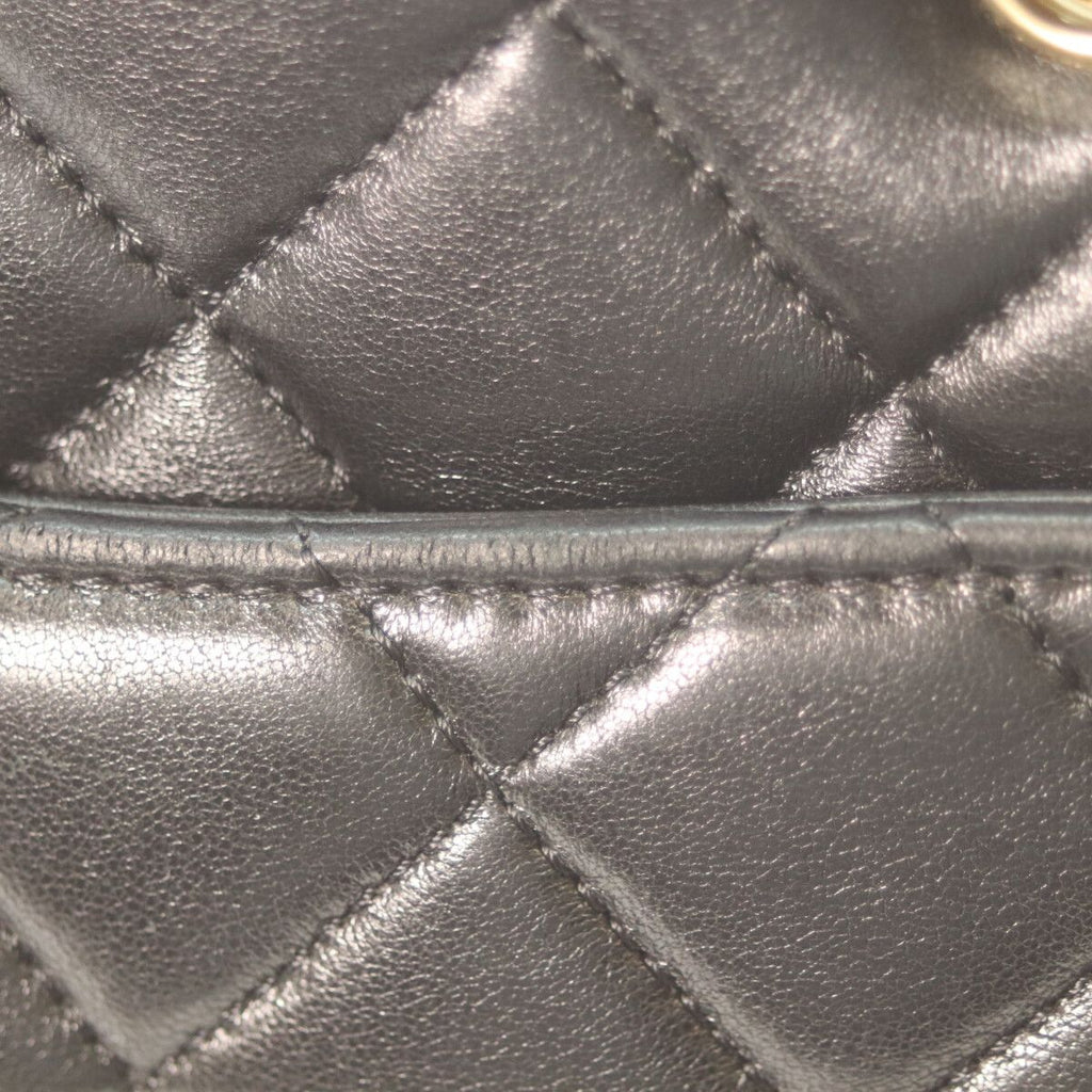 Chanel Black Shiny Lambskin Gold Small Shopping Tote — view 7