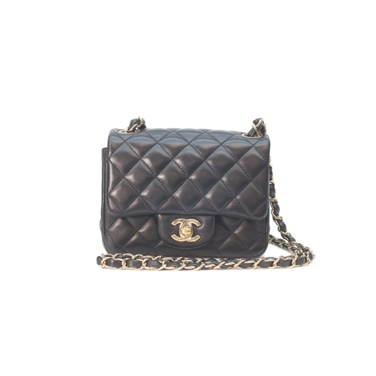 Chanel Black Rum Gold Mini Quilted 17 Shoulder