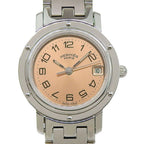 Hermes Clipper Stainless Steel Quartz Analog Watch with White Dial