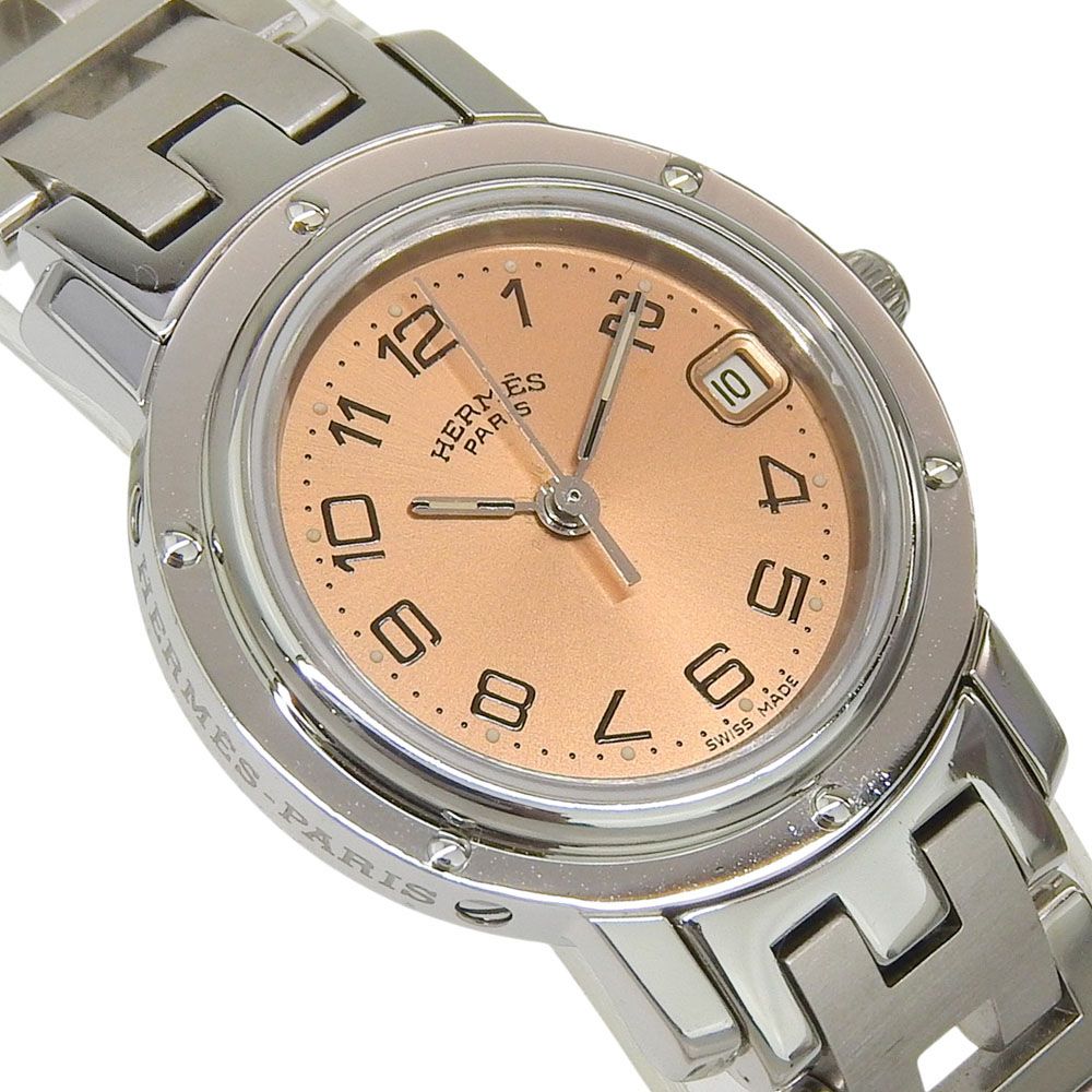 Hermes Clipper Stainless Steel Quartz Analog Watch with White Dial — view 3