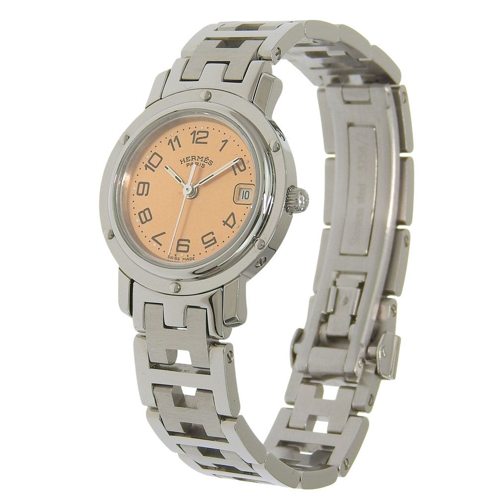 Hermes Clipper Stainless Steel Quartz Analog Watch with White Dial — view 2