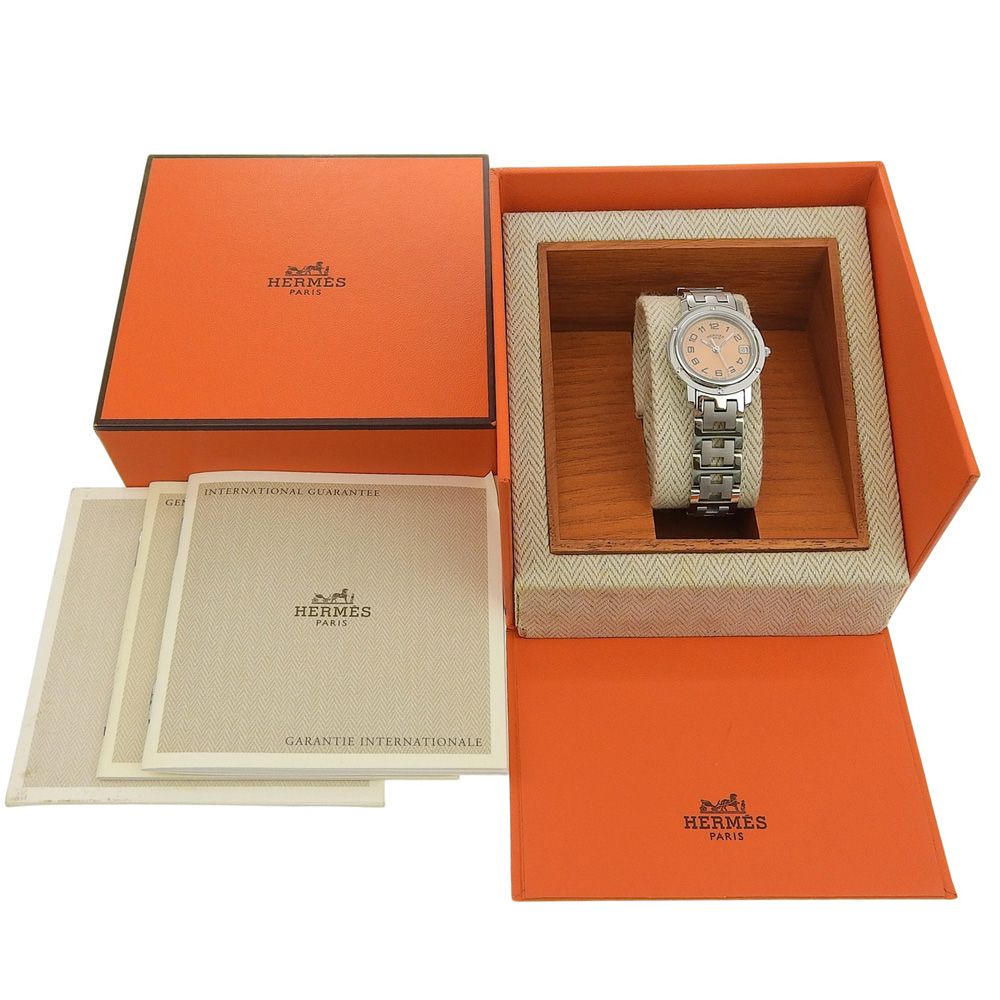 Hermes Clipper Stainless Steel Quartz Analog Watch with White Dial — view 7