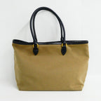 Prada Logo Jacquard Tote Beige Navy Shoulder Canvas Leather — view 2